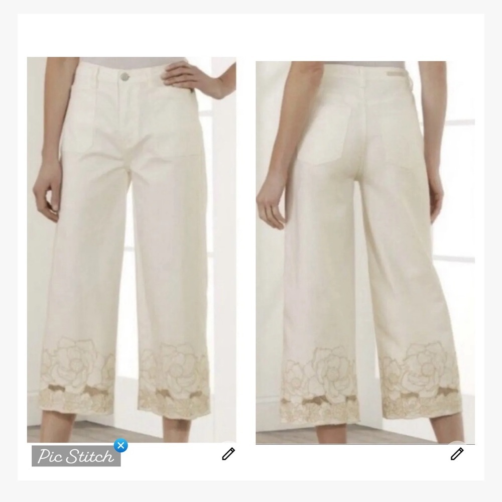 Soft Surroundings The Ultimate Wide Leg Crop Jeans Embroidered